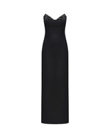 Crystal-Detailed Strapless Gown