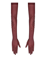 Sheer Crystal-Embellished Evening Gloves