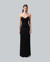 Crystal-Detailed Strapless Gown